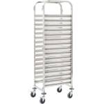 vidaXL Кухненска количка за 16 табли 38x55x163 см инокс (50920)