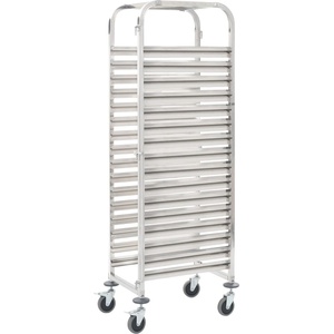 vidaXL Кухненска количка за 16 табли 38x55x163 см инокс (50920)
