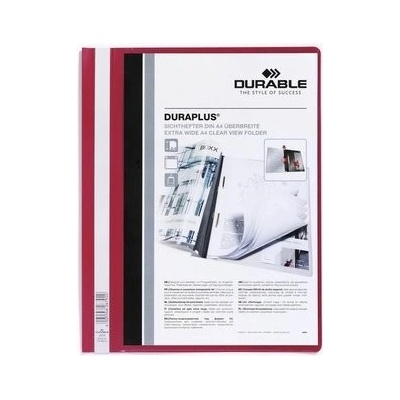 Rýchloviazač, A4, široký, priehľadné vrecko, DURABLE "DURAPLUS®", červená
