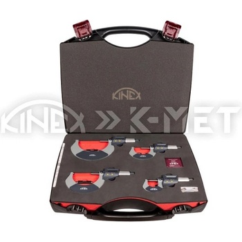 K-MET Комплект дигитални микрометри в куфар KINEX SK777-45-100, 7031-02-025, 7031-02-050, 7031-02-075, 7031-02-100, 0-100 mm, 0.001 mm, 4 броя (SK777-45-100)