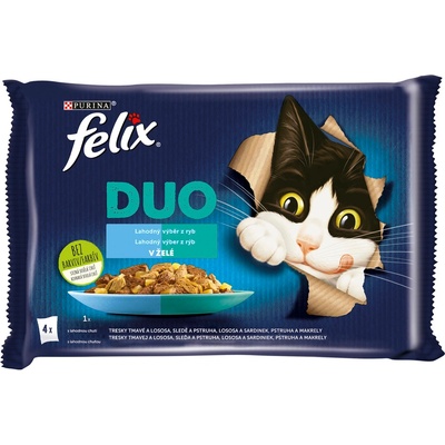 Felix Fantastic DUO treska a losos pstruh a makrela losos a sardinky sleď a pstruh 4 x 85 g
