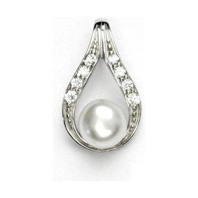 Čištín Zlatý přívěšek, bílé zlato, přírodní bílá perla,, přívěšek, P 1411