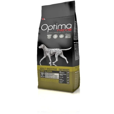 VISAN Optima nova adult digestive rabbit&potato (заек и картофи) 70% месо grain free, Хипоалергична, Суперпремуим храна за пораснали кучета от всички породи 2 кг