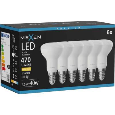 Mexen Nova 6x LED крушка E14, R50, 4, 5W, Топла - 3000K, 470 lm - L103-E14-0530-01x06 (L103-E14-0530-01x06)