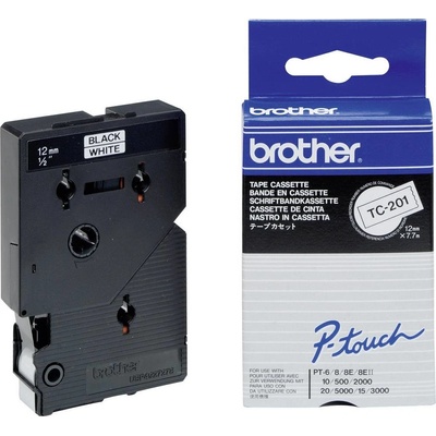 Brother TC TC-201 plast Farba pásky: biela Farba písma:čierna 12 mm 7.7 m