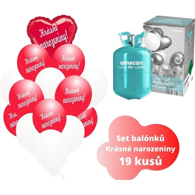 balonky.cz Helium set červené srdíčko červené balónky KRÁSNÉ NAROZENINY