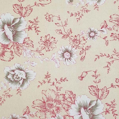 Dekoračná látka P0738 režná, ružovo-biele kvety, š.155