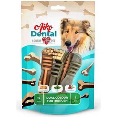 Cobbys Pet Aiko dental dual color toothbrush 10 cm medium 175 g 7 ks