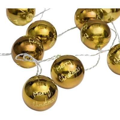 ACA Lighting LED vianočné girlanda guličky zlaté teplá biela 3x batéria AA 160 cm IP20