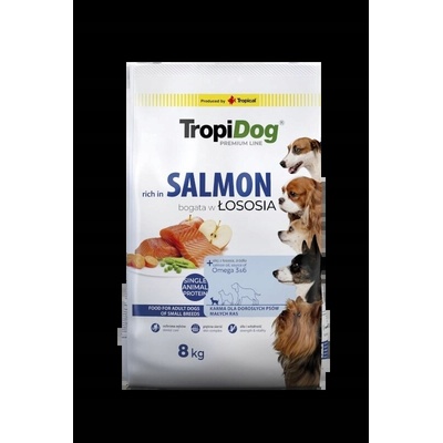 Tropidog Premium krmivo adult malých plemen s lososem 8 kg