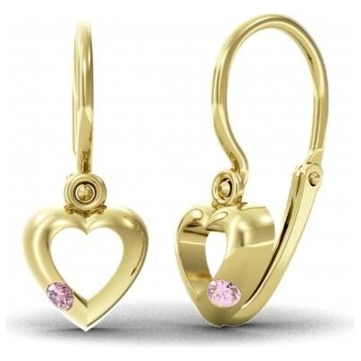 Couple, Dětské náušnice Mimi, žluté zlato s růžovým zirkonem, 585-66-3-0518.0Z00.0.00.008.14