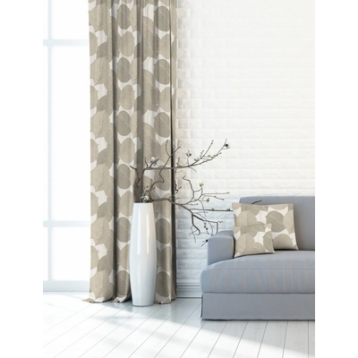 Záves dekoračný alebo látka, New York Moderné lístie, béžové, 150 cm 150 cm