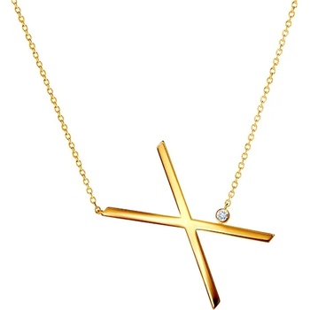 Image 1 of SAVICKI Колие с буква Х: позлатено сребро. бял сапфир