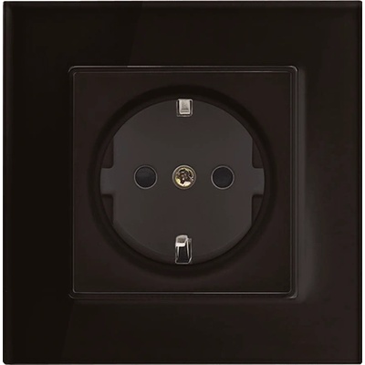 ELMARK КОНТАКТ ШУКО 16А СТЪКЛЕНА РАМКА ЧЕРЕН С К. К (195017cc/bl)