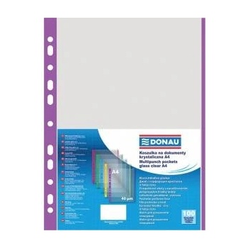 DONAU Document T-Shirts DONAU, PP, A4, crystal, 40micr. , colorful hem - purple, 100pcs