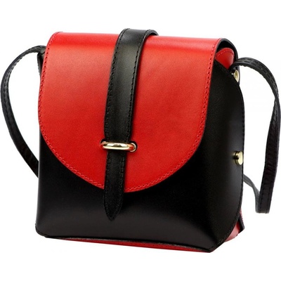 Barebag kožená moderná malá dámska crossbody kabelka čierna červená