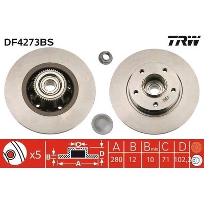 Brzdový kotúč TRW DF4273BS