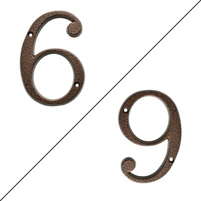Číslo domu 6 nebo 9 kovové hnědé 120mm