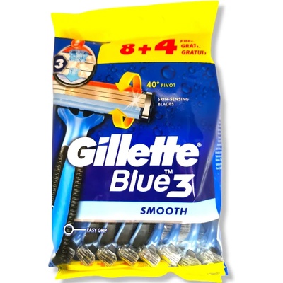 Gillette самобръсначка за мъже, Blue 3, Smooth, 12 броя