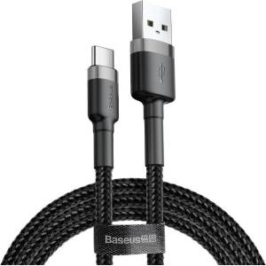 Baseus Кабел Baseus Cafule USB-C, 3A, 0.5m, сиво-черен (CATKLF-AG1)