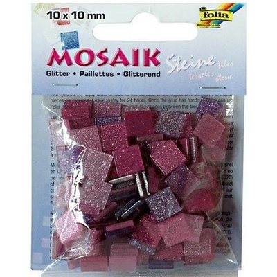 Folia Mozaikové kamienky trblietavé, 10 x 10 mm ružová