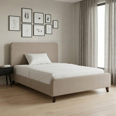 TopMebel Легло Ovelia от плат в бежов цвят 120x200см