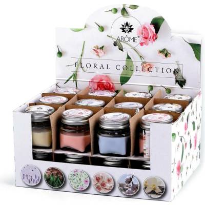 Malá vonná svíčka ve skle s jmenovkou 28 g Varianta: (Floral) mix č. 1, Balení: 24 ks 49591/120782/230418