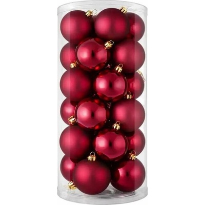 DECOLED Sada vánočních ozdob vínová 8 cm plastové koule, 12× mat, 12× lesk, sada 24 baněk – Zboží Dáma
