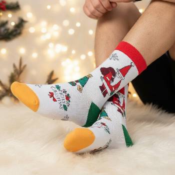 Мъжки коледни чорапи с Дядо Коледа и еленче