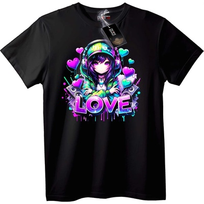 NOONEBRAND Тениска с аниме момиче на любовта - 2XL, White