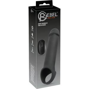 Rebel - пенис удължител с вибрация и дистанционно - черен