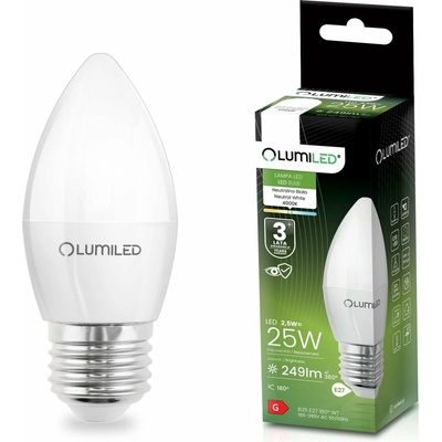 Lumiled LED žiarovka E27 B35 2,5W = 25W 249lm 4000K Neutrálna 180°