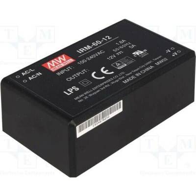 MEAN WELL IRM-60-12 Měnič: AC/DC; 60W; Uvst: 85÷264VAC; 12VDC; Ivýst: 5000mA; OUT: 1; PCB