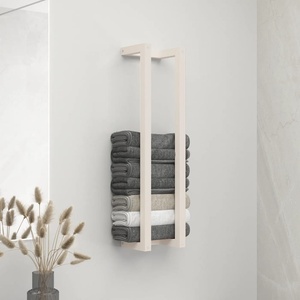 vidaXL Поставка за хавлии Бяло 23x18x90 см борово дърво масив (822398)