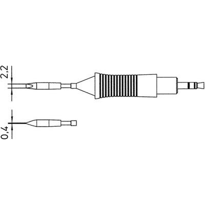 Weller RTM 022 S pájecí hrot dlátový, rovný Velikost hrotů 2.2 mm Délka hrotů 19 mm Obsah 1 ks