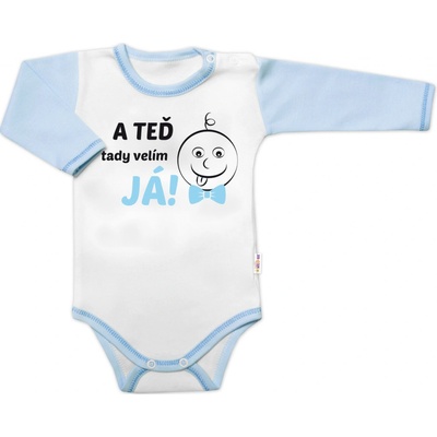 Baby Nellys Body dlhý rukáv s vtipným textom A TEĎ tady velím JÁ! Kluk