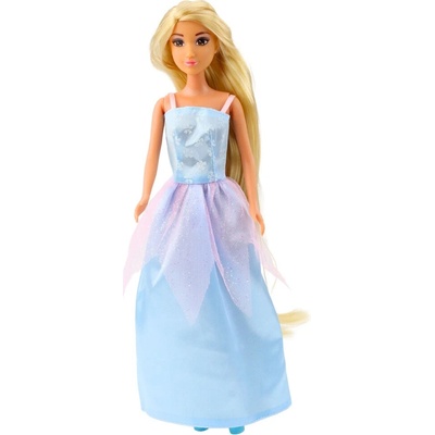 LEAN Toys 24494 Bábika Anlily v modrých šatách s kulmou a sponkami do vlasov