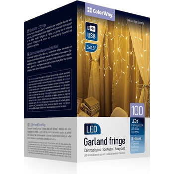ColorWay LED girlanda СolorWay strapce 3m x 0.6m 100LED USB IP20 teplá biela CW-GF-100L36UWW