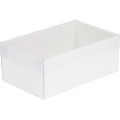 Darčeková krabička s priehľadným vekom 250x150x100/35 mm, biela