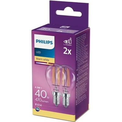 Philips P45 E14 4.3W 2700K 2x (P4317)