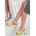 Erbil Shoes Дамски чехли с прозрачен ток - Жълти #371962 (371962_Жълт)