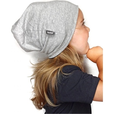 Jožánek Detská čiapka bavlnená obojstranná čierna + sivý melír