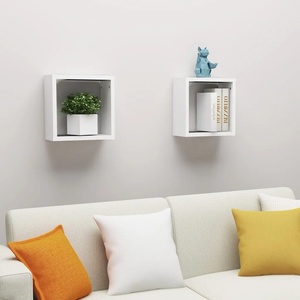 vidaXL Стенни кубични рафтове, 2 бр, бели, 30x15x30 см (806998)