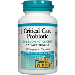 Natural Factors Critical Care Probiotic 9 щама, 100 млрд. активни пробиотици х 30 капсули Natural Factors (1819 NF)