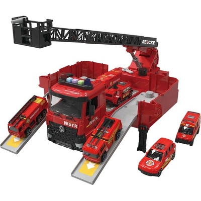 iMex Toys Hasičský vůz s rozkládacím návěsem a skluzavkou