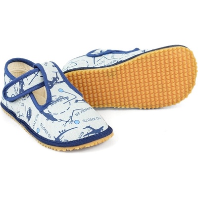 Beda detské Barefoot papuče Aeroplane Wide Grey