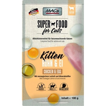MAC's Mac’s Cat Kitten GRAIN FREE, пауч за подрастващи котки, БЕЗ ЗЪРНО, с пилешко и яйца, 100 гр - Германия - 847VE