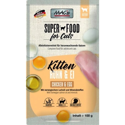 MAC's Mac’s Cat Kitten GRAIN FREE, пауч за подрастващи котки, БЕЗ ЗЪРНО, с пилешко и яйца, 100 гр - Германия - 847VE