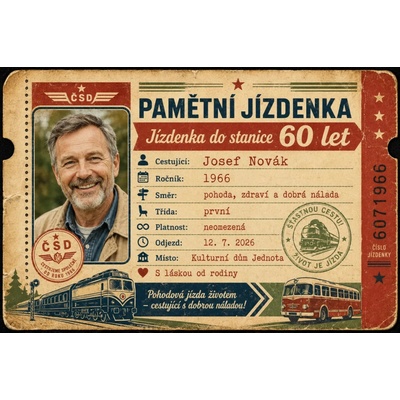 Bezvadary.cz | Originální narozeninová pamětní jízdenka s vlastní fotografií - A5 (21x15cm) jízdenka 4