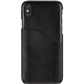 Bugatti Londra Full Grain Case - кожен (естесвена кожа) кейс с джоб за кредитна карта за iPhone XS, iPhone X (черен)